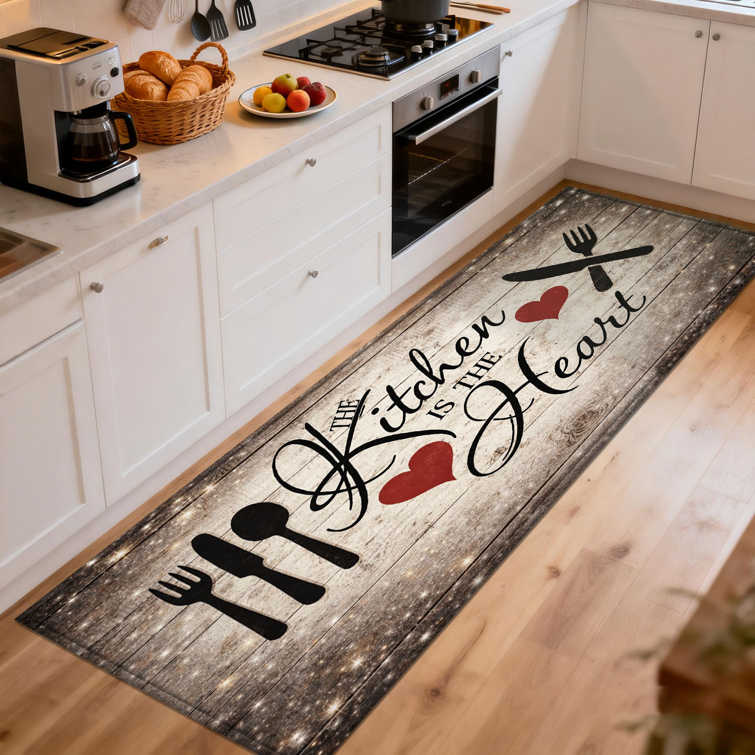 Home Made Cooking Quotes - Rustik Ahşap Mutfak Halısı, Mutfak Gereçleri